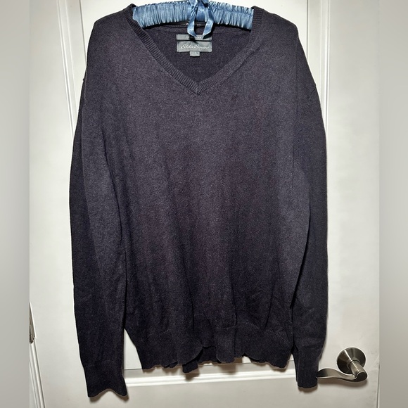 Eddie Bauer Cotton Cashmere V Neck Sweater Dark Gray Men’s XL - Picture 8 of 8